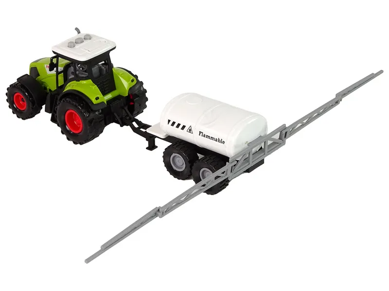 Zestaw Traktor Z Maszynami Przyczepa Cysterna Dźwięki LED