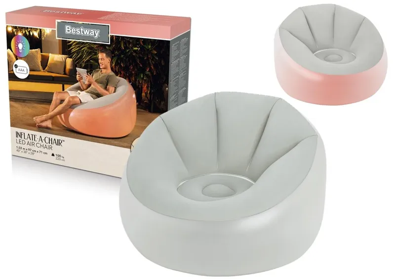 Dmuchany Fotel Podświetlany 102 x 97 x 71 cm BESTWAY 75086