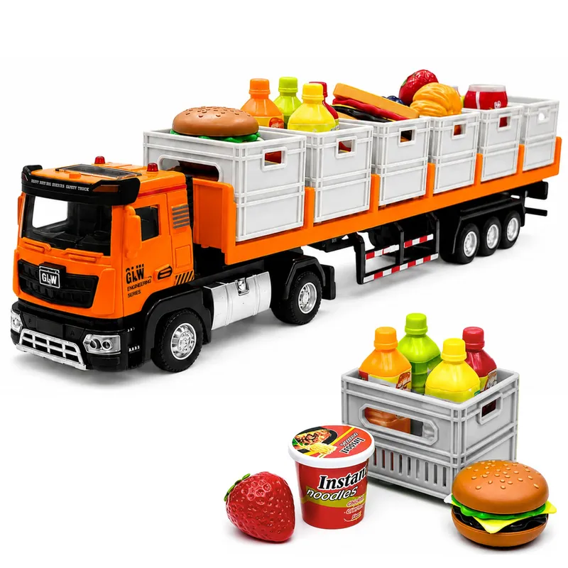Ciężarówka Transportowa Na Baterie Produkty Spożywcze 1:40 - Pomarańczowa