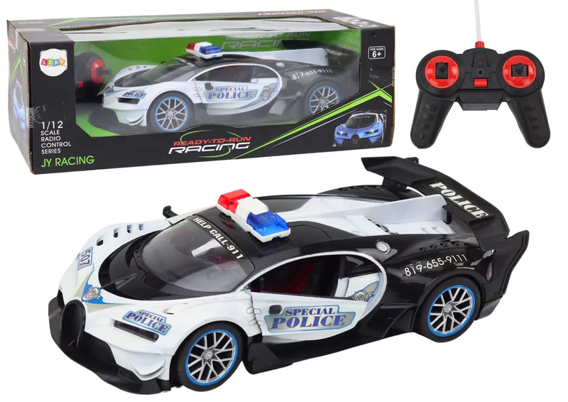 Auto Zdalnie Sterowane RC Policyjne W Skali 1:12 - Biały