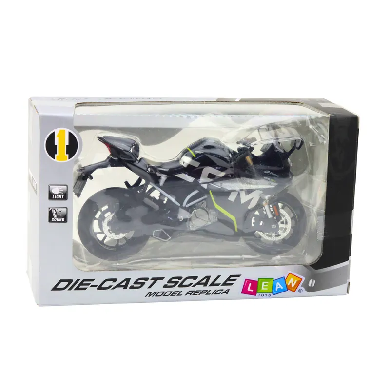 Motocykl Sportowy Metalowy Światła Dźwięki 250 SR 1:12 - Czarny