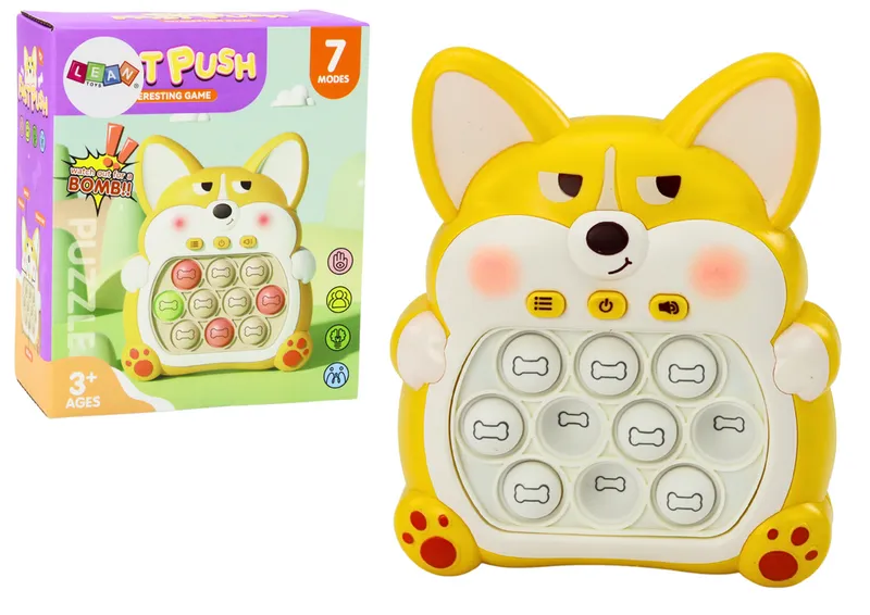 Gra Zręcznościowa Konsola Pop-It Lisek 7 Trybów Gry Sensoryczna - Żółty