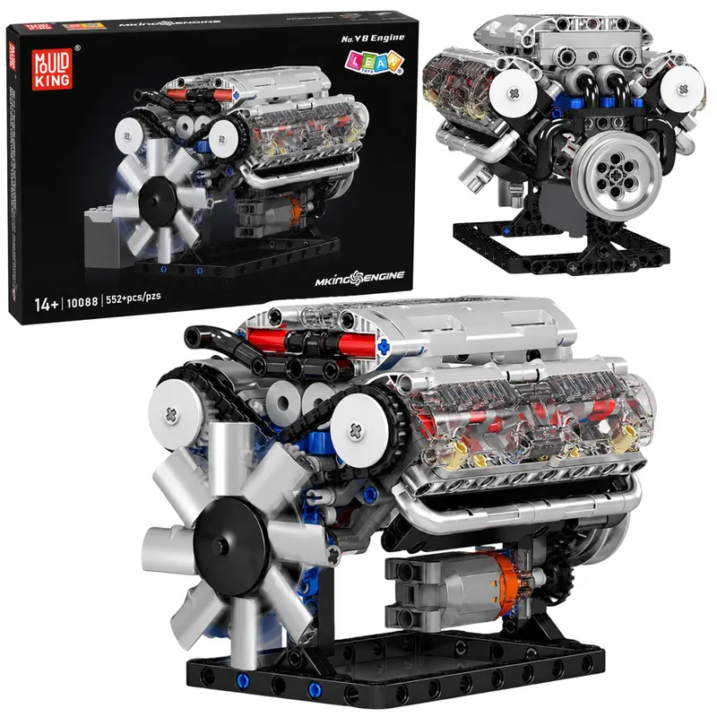 Klocki Konstrukcyjne Silnik V8 Model Mechaniczny Ruchome Tłoki 552 el