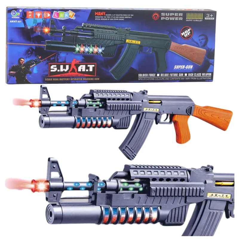 Zabawkowy Karabin AK-47 Symulacja Strzału Światła LED Dźwięki