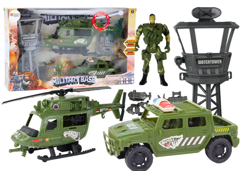 Zestaw Militarny Helikopter Wojskowy Wóz Bojowy Wieża Kontrolna Żołnierz