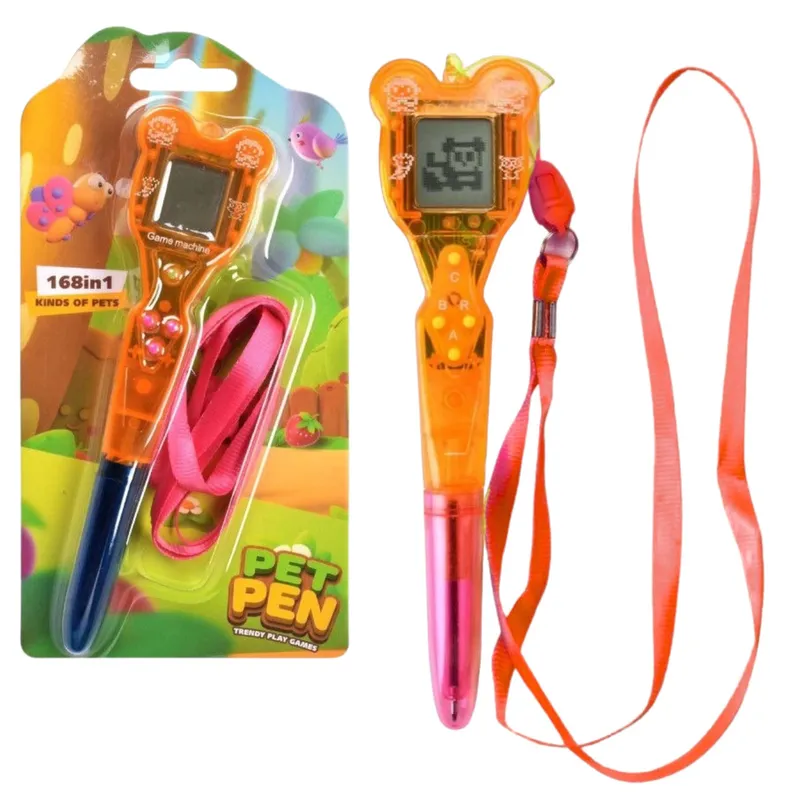 Gra Elektroniczna Z Długopisem 168w1 Smycz - Różowo-Pomarańczowa