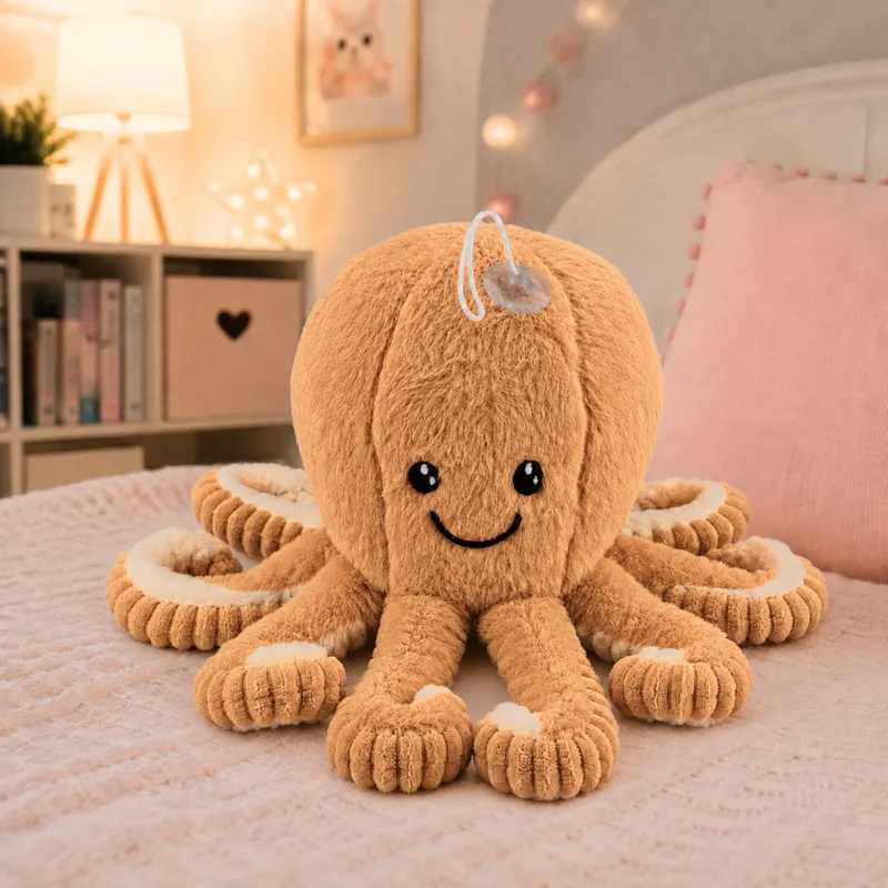 Pluszowa Ośmiornica Maskotka Przytulanka Z Przyssawką 16 cm - Beżowa