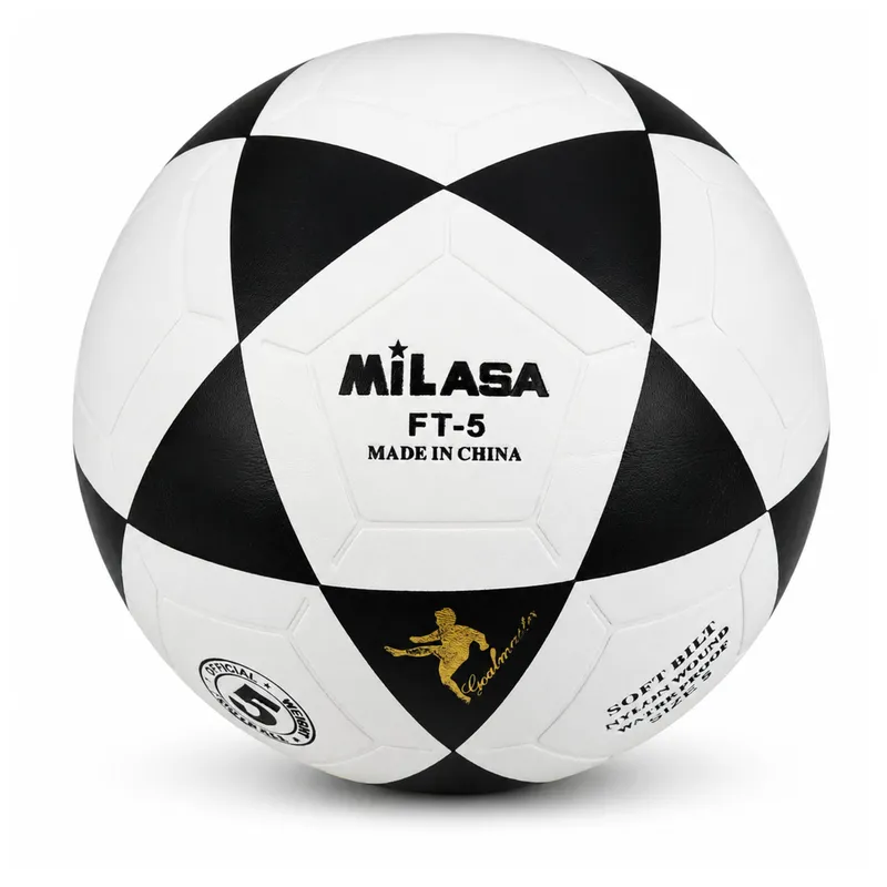 Piłka Nożna Treningowa Do Nogi Na Trawę Boisko Milasa 22cm R.5 - Czarno-Biała