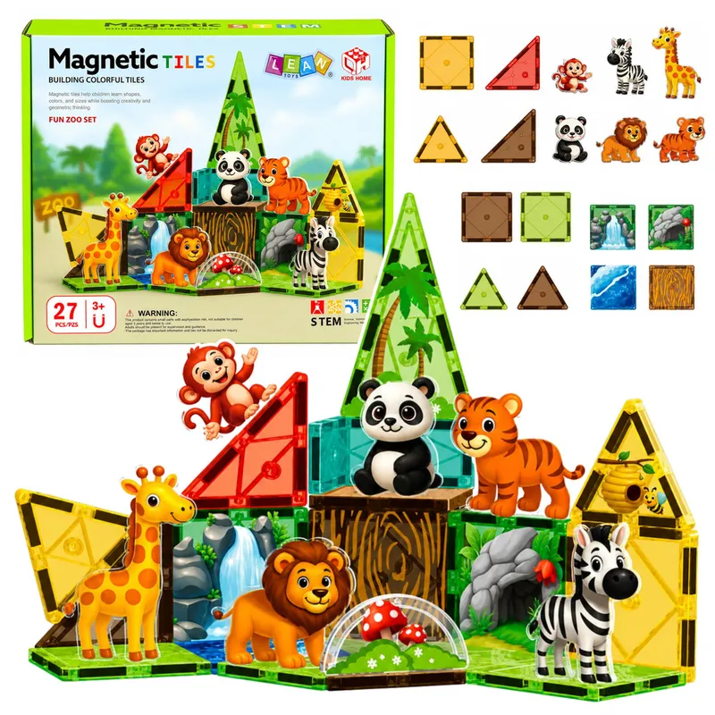 Klocki Magnetyczne Konstrukcyjne Dzikie Zwierzęta Dżungla ZOO 27 el