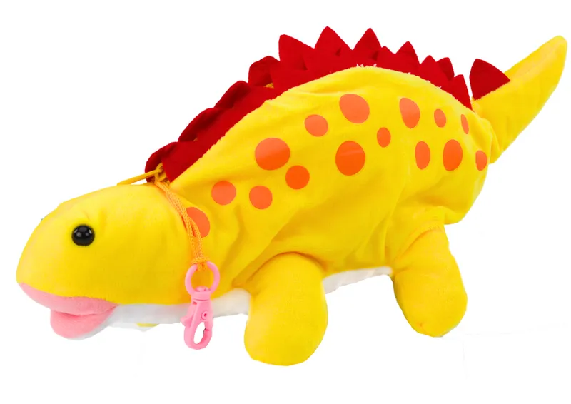 Pluszowy Dinozaur Piórnik Schowek Zawieszka - Żółty