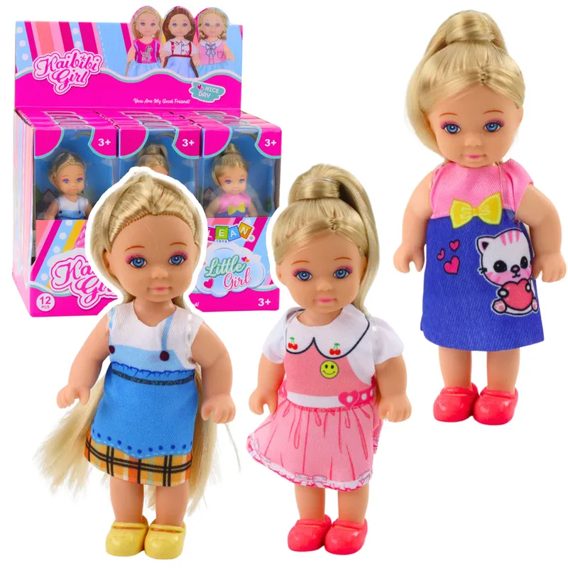 Mini Laleczka Kaibibi Kolorowa Sukienka Długie Włosy 12 cm Mix