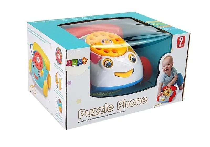 Telefon Do Ciągnięcia Na Kółkach Ze Słuchawka Na Baterie Dla Niemowlęcia