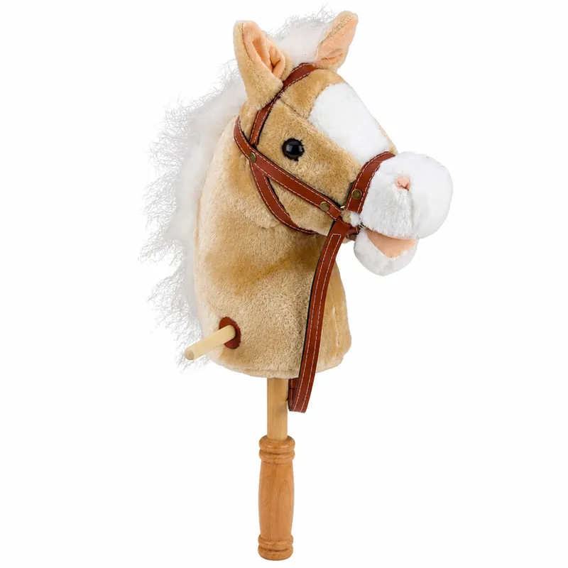 Hobby Horse Koń Na Kiju Głowa Konia Dźwięki Galopu Rżenia 100 cm - Beżowy
