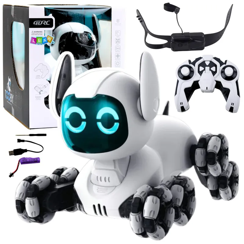 Robot Pies TOOBY Zdalnie Sterowany RC 360° Światła Dźwięki - Biało-Czarny