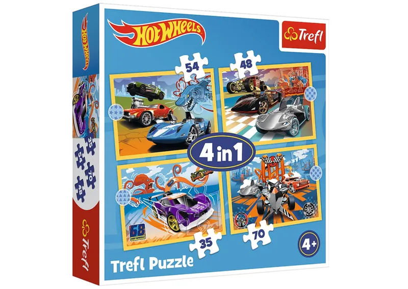 Puzzle - 4w1 (12, 15, 20, 24) - Pojazdy Hot Wheels - TREFL 34627