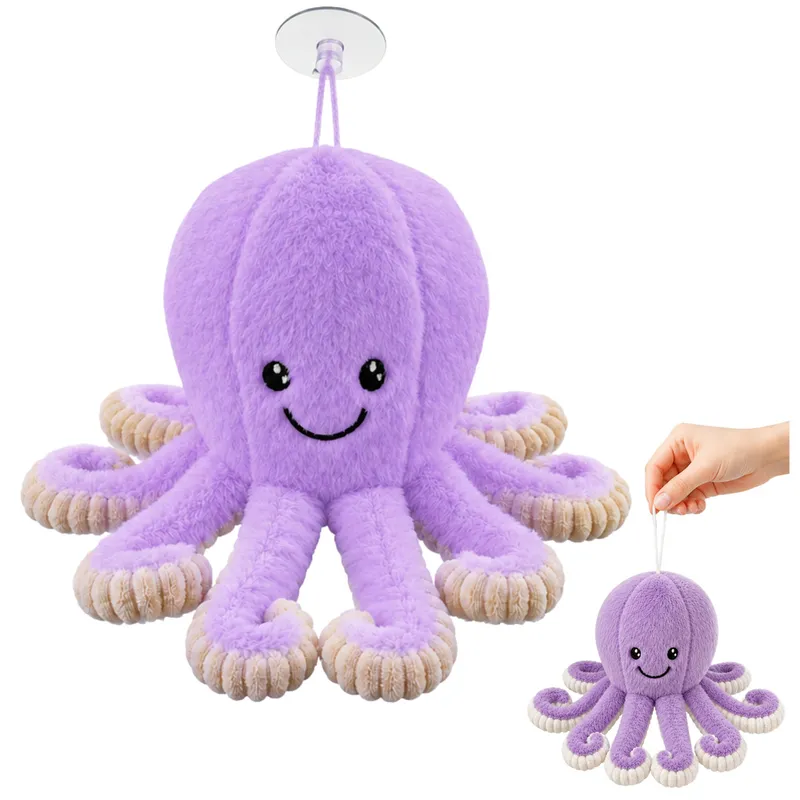 Pluszowa Ośmiornica Maskotka Przytulanka Z Przyssawką 16 cm - Fioletowa