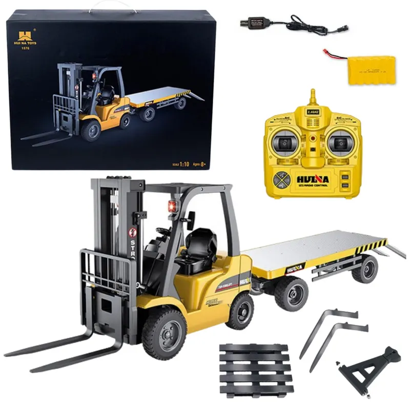Wózek Widłowy Przyczepa Zdalnie Sterowany Pilot 1:10 R/C - Pomarańczowy