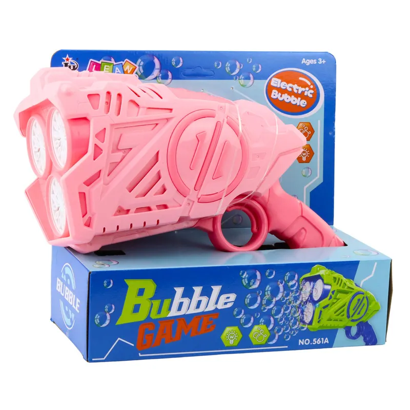 Pistolet Na Bańki Mydlane Na Baterie Światła LED - Różowy