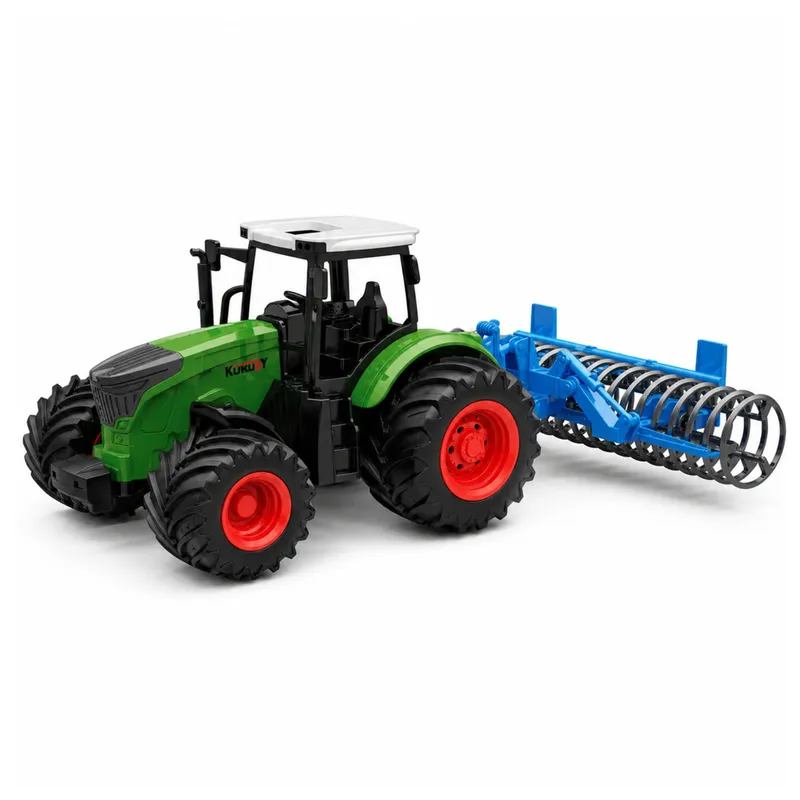 Traktor Rolniczy Farmerski Gospodarski Z Wałem Uprawowym 1:24 - Zielony