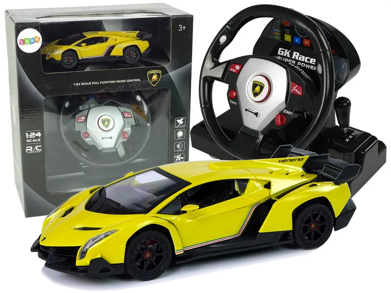 Auto Zdalnie Sterowane LAMBORGHINI Veneno 2,4 g Pilot Kierownica Dźwięk Światła - Żółte