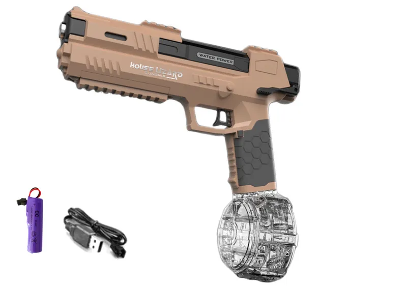 Pistolet Broń Na Wodę Automatyczny Przeźroczysty Pojemnik - Brązowy