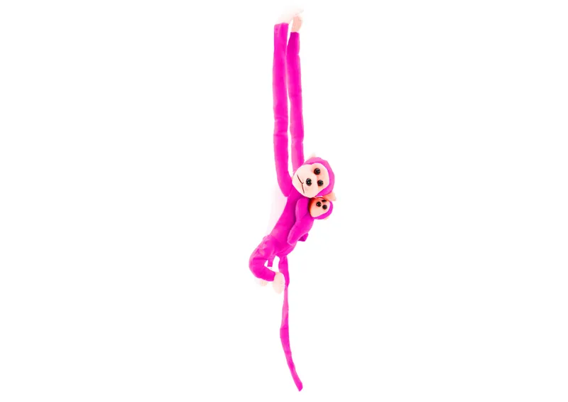 Maskotka Pluszowa Małpka Z Dzieckiem Ciemno 90 cm - Różowa