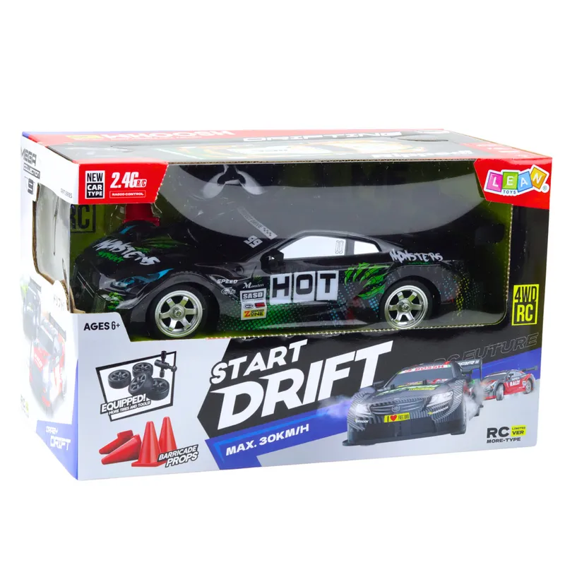Samochód Wyścigowy Auto Do Driftu RC Czarno Zielone 30km/h 1:16