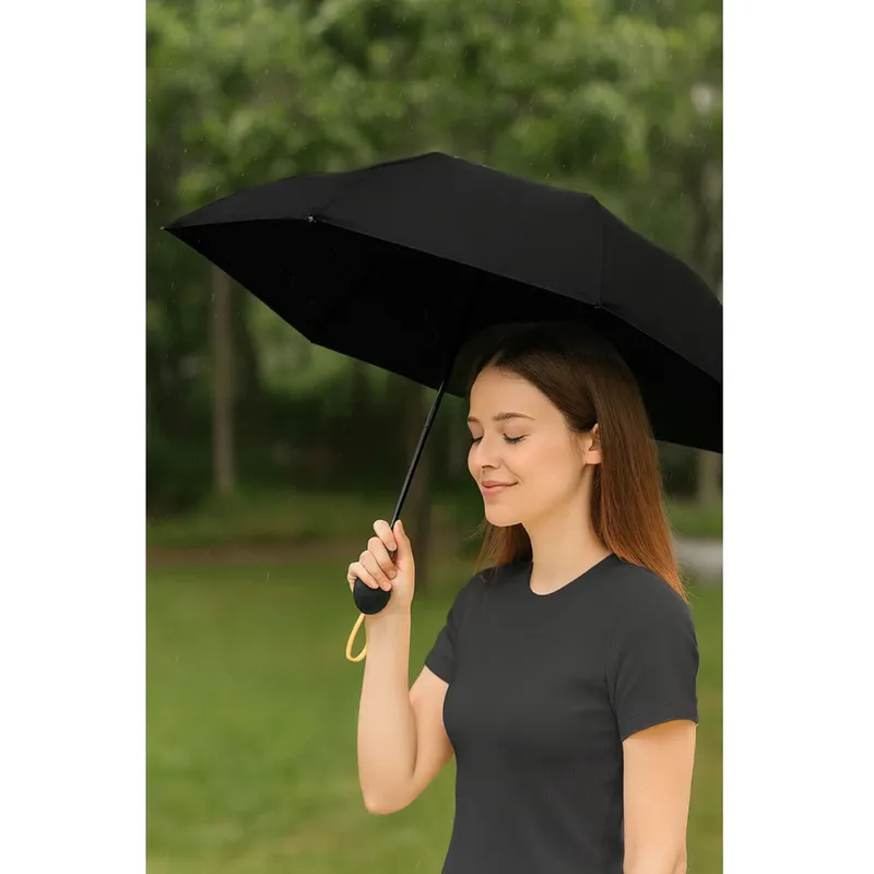 Parasolka Kieszonkowa Składana Z Ochroną UV UPF 50+ Etui 90 cm - Czarna