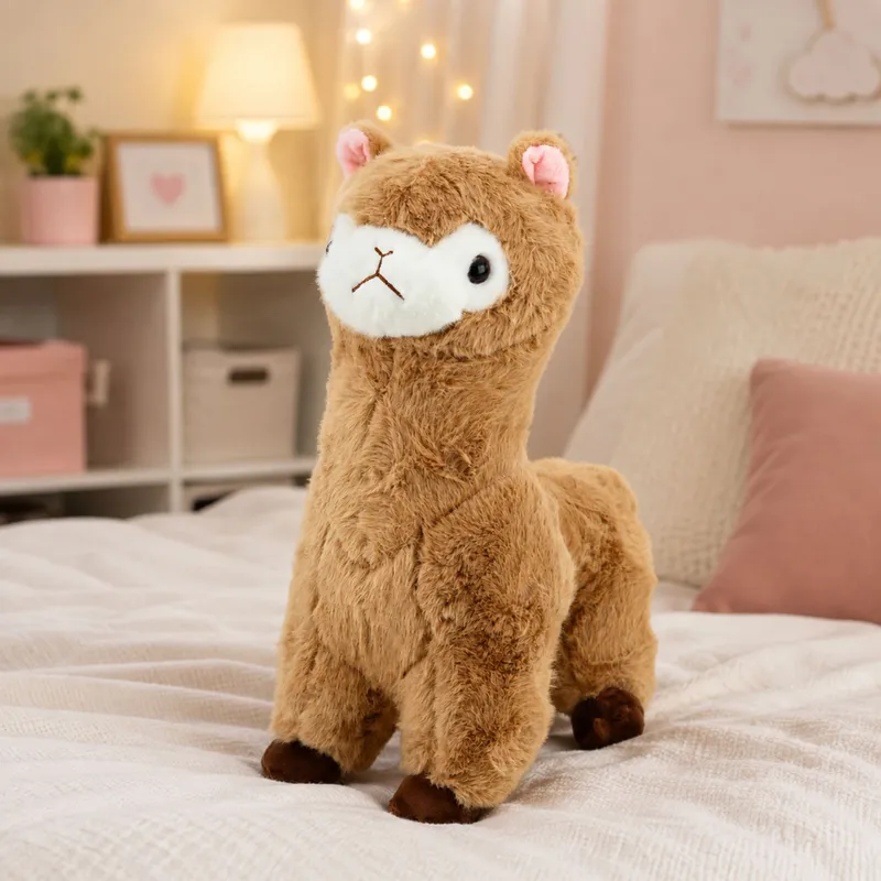 Pluszowa Alpaka Lama Maskotka Przytulanka Miękkie Futerko 28 cm - Beżowa