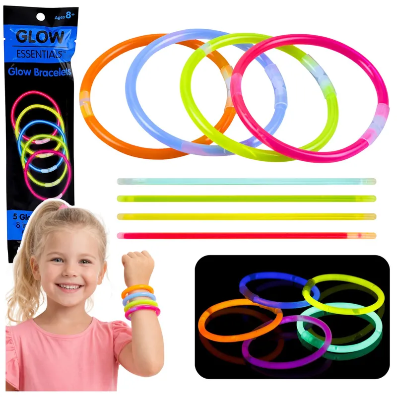 Bransoletki Opaski Fluorescencyjne Świecące W Ciemności Neon Stick 5 szt