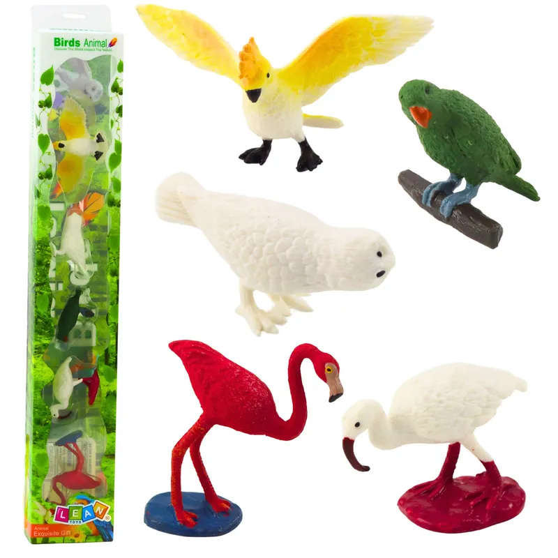 Zestaw Mini Figurki Ptaki Egzotyczne Papużki Flaming 5 el