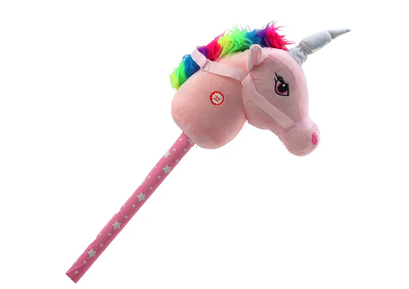Pluszowa Głowa Jednorożca Na Kiju Hobby Horse Jednorożec Dźwięki - Różowy