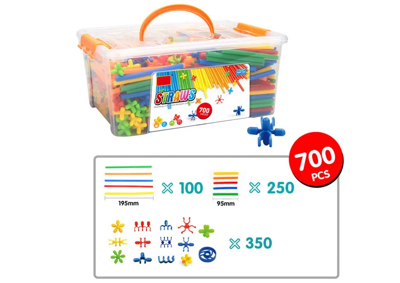 Zestaw Słomek Do Konstrukcji 3D W Pudełku Kolorowe 800 el