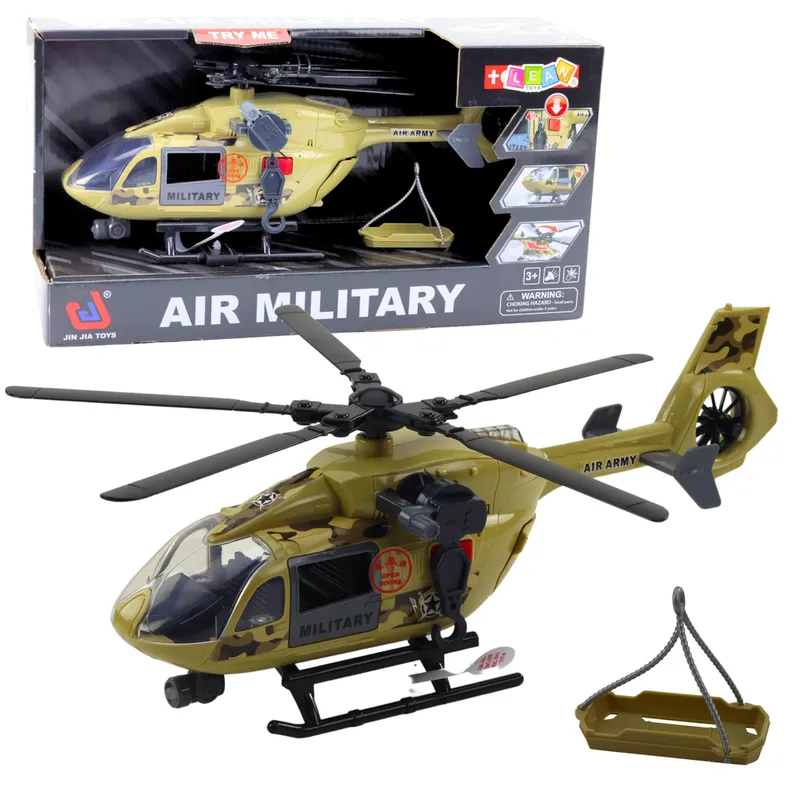 Helikopter Wojskowy Militarny Hak Nosze Światła Dźwięki 1:14