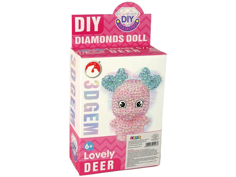 Zestaw Kreatywny DIY Diamentowy Renifer DIY Kryształki Brelok 3D - Różowy