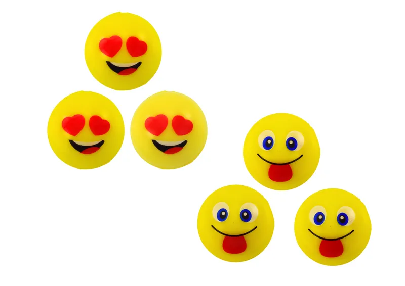 Zestaw Piłeczek Kauczukowych Emoji 6 szt - Żółte