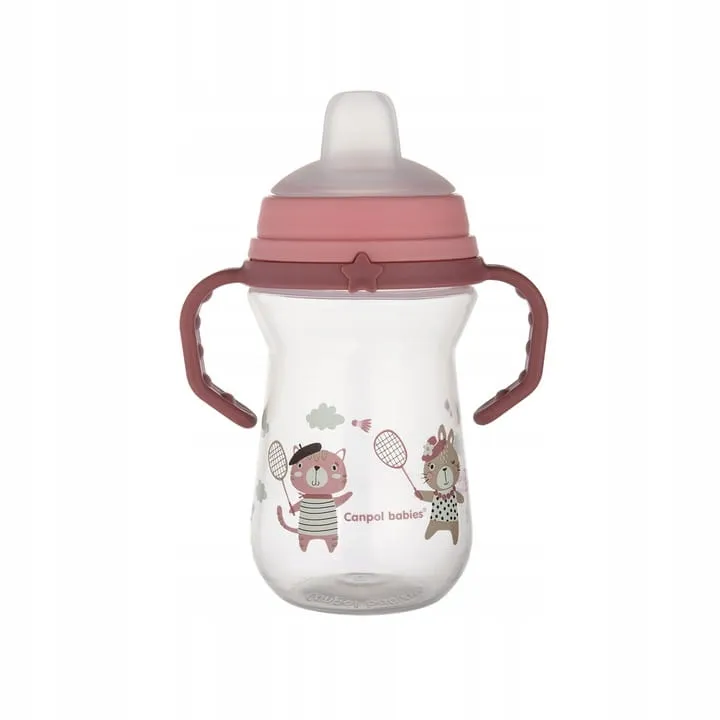 CANPOL 56/613 Kubek Z Silikonowym Ustnikiem FirstCup 250ml BONJOUR Pink