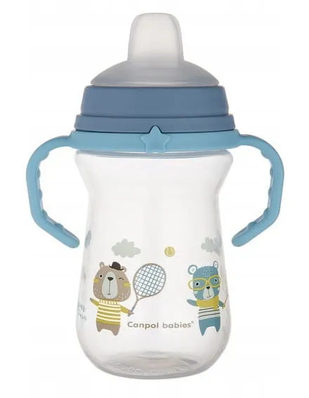 CANPOL 56/613 Kubek Z Silikonowym Ustnikiem FirstCup 250ml BONJOUR Blue