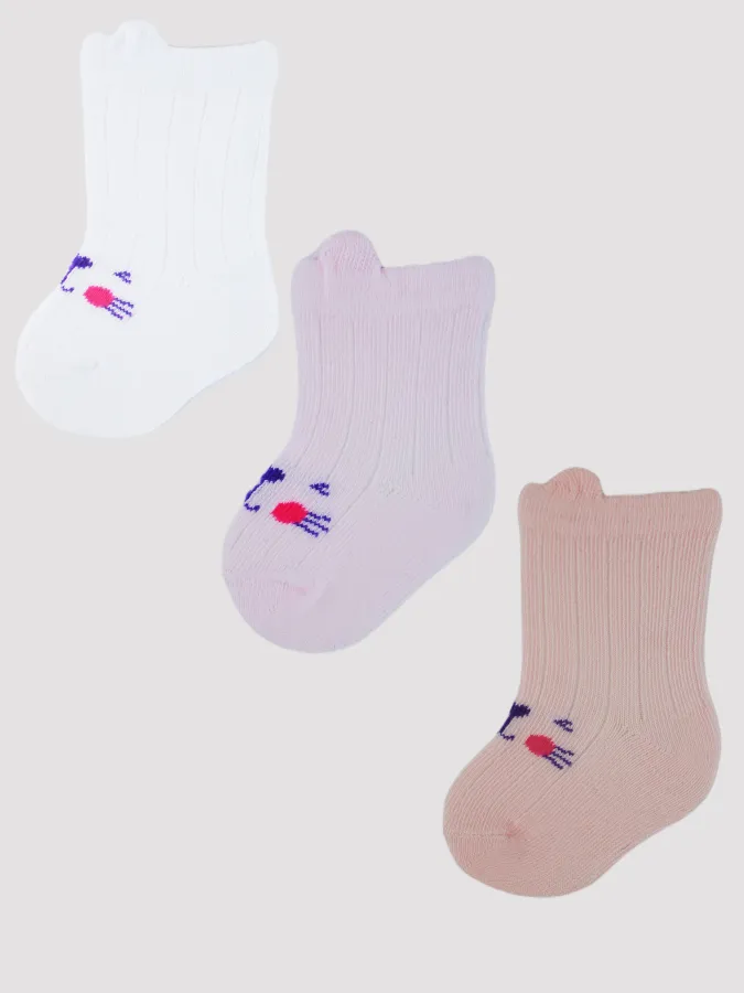 NOVITI SB019-G-01 Skarpety Bawełna Z Buźkami Girl 12-18M