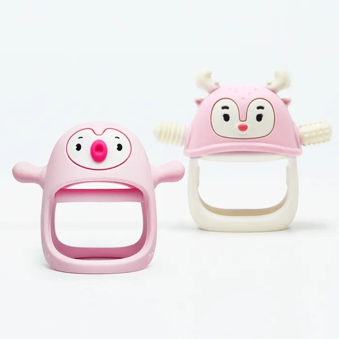 SMILY MIA M120302-2 Gryzaki Silikonowe Pingwin I Renifer Light Pink