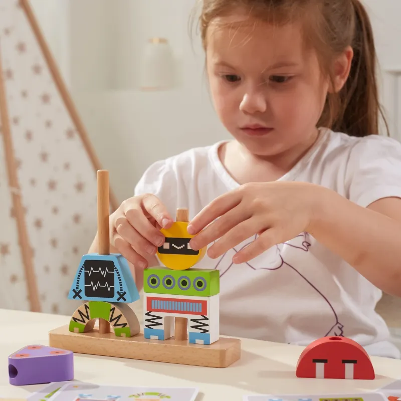 VIGA 44652 Układanka Piramidka Roboty+Wzory