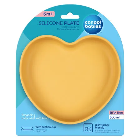 CANPOL 80/309 Silikonowy Talerz Z Przyssawką SERCE - Żółty