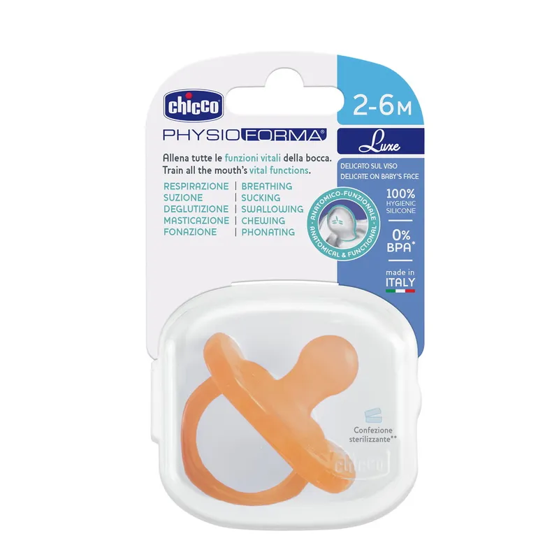 CHICCO 00073011360000 Smoczek PHYSIOFORMA LUXE 2-6M - Pomarańczowy