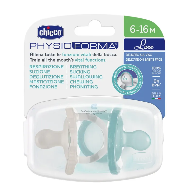 CHICCO 00073033320000 Smoczek PHYSIOFORMA LUXE 6-16M 2szt - Miętowy