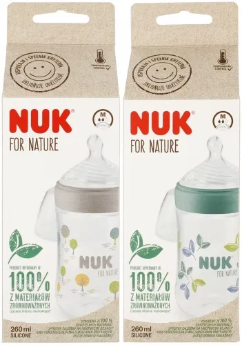 NUK 742005 Butelka 260 ml For Nature Smoczek Sil. M