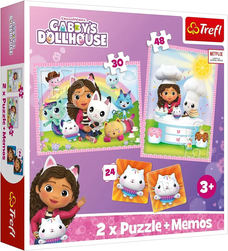 TREFL 93382 Puzzle 2w1 MEMOS Gabi Z Kocim Przyjacielem