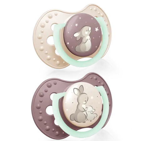 LOVI 22/915 Smoczek Silikonowy Dynamiczny 6-18M 2szt Night&Day Girl