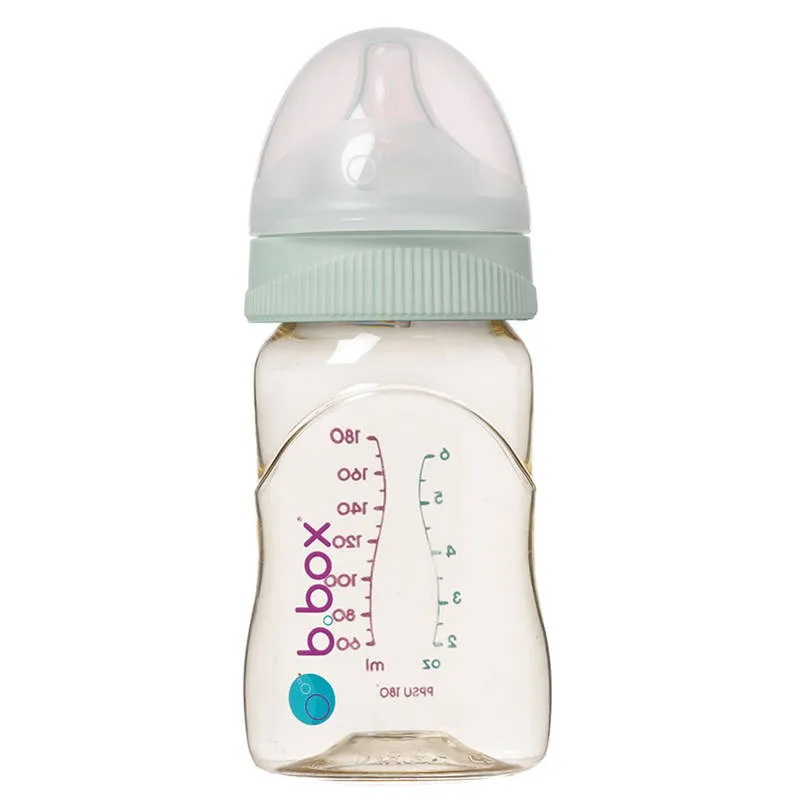 B.BOX BB00752 Butelka Ze Smoczkiem Do Karmienia Niemowląt Wykonana Z PPSU 180 ml Szałwia