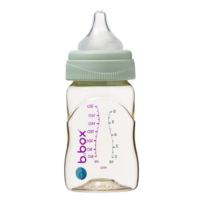 B.BOX BB00752 Butelka Ze Smoczkiem Do Karmienia Niemowląt Wykonana Z PPSU 180 ml Szałwia