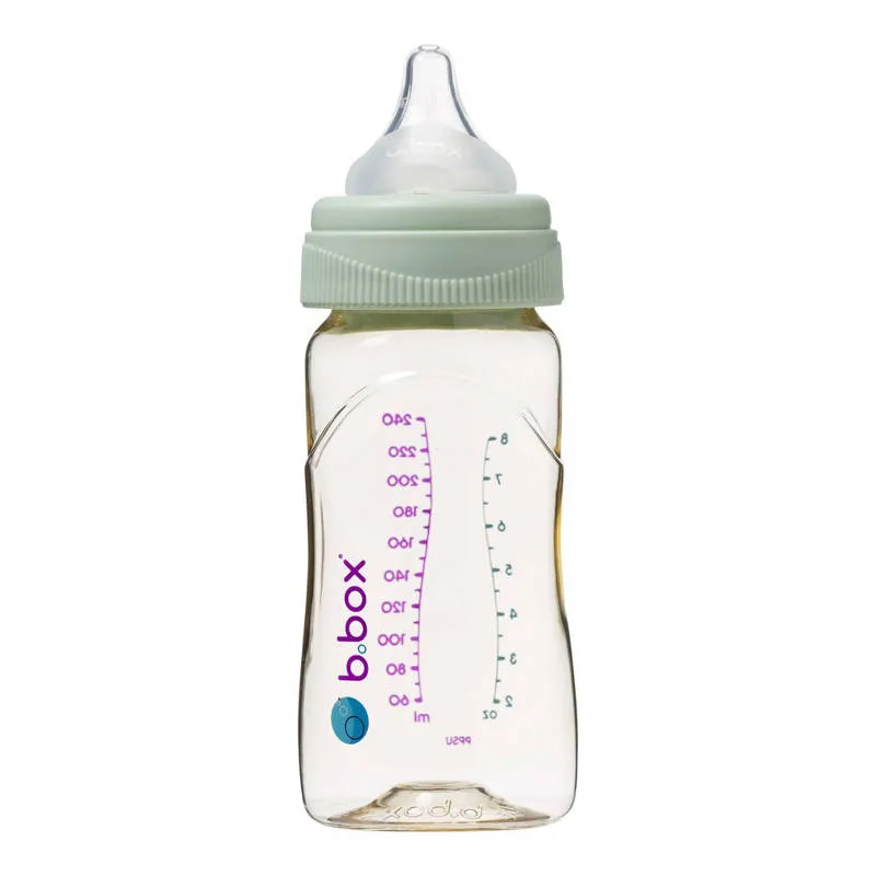 B.BOX BB00755 Butelka Ze Smoczkiem Do Karmienia Niemowląt Wykonana Z PPSU 240 ml Szałwia